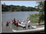 Clearing a swamped canoe